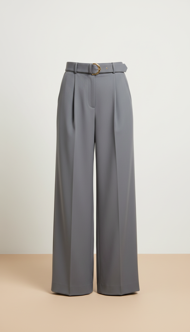 Wide-leg trousers with gold buckle
