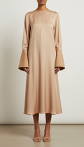 Fluid silk blouse with structured cuffs
