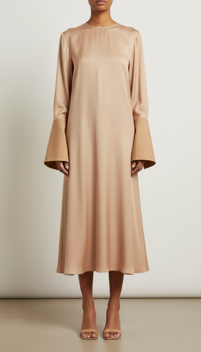 Fluid silk blouse with structured cuffs